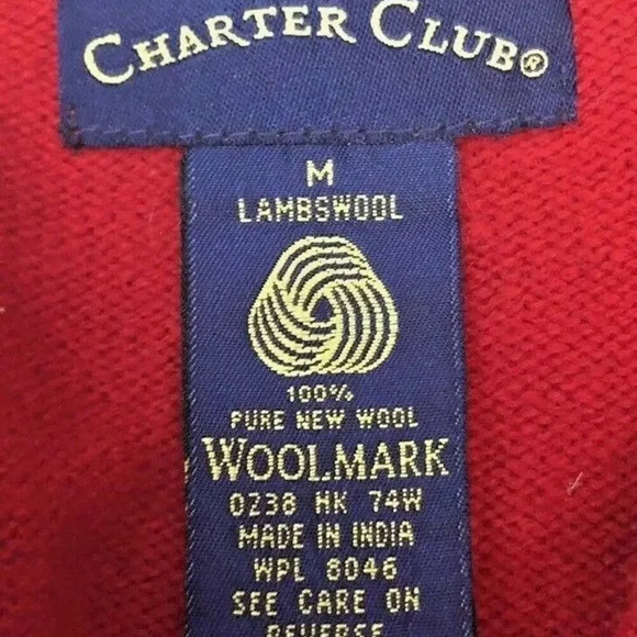 CHARTER CLUB Women Long Sleeve Lambswool Pullover V-Neck Red Sweater Size Medium - Picture 11 of 12